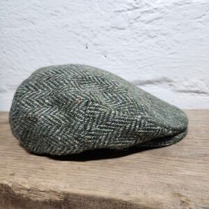 Hanna Hats Vintage Donegal Ireland Wool Blend Tweed Flat Cap Newsboy Hat Mens XL